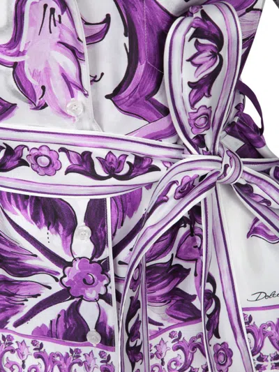 Dolce & Gabbana Majolica Print Silk Twill Shirt Women In Multi