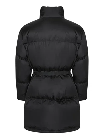 Prada High Collar Long Sleeve Cotton Coat In Black