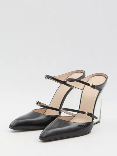Gucci Mules With Transparent Wedge Heel