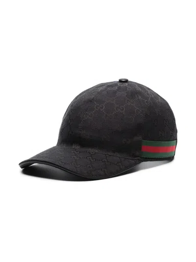 Gucci Cotton Blend Gg Hat With Web Ribbon In Black