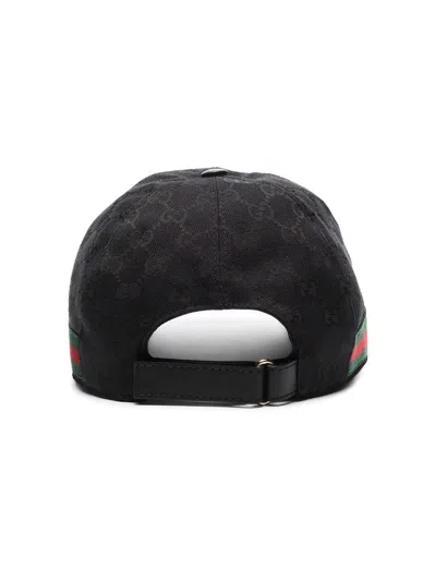 Gucci Cotton Blend Gg Hat With Web Ribbon In Black