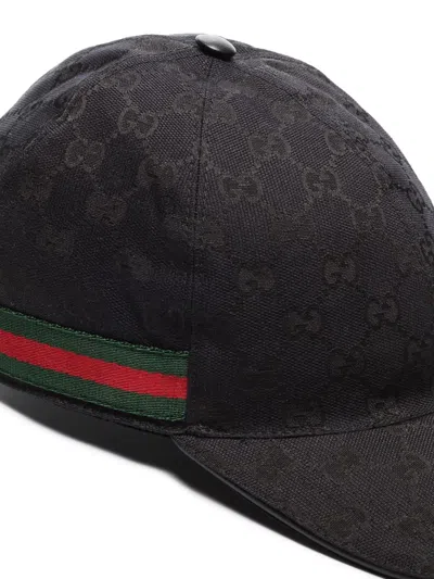 Gucci Cotton Blend Gg Hat With Web Ribbon In Black