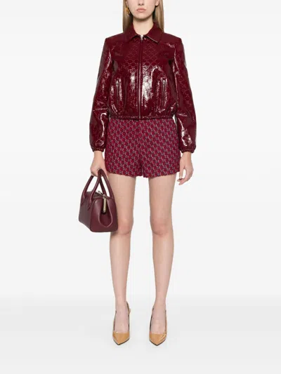 Gucci Naplack Leather Bomber Jacket In Burgundy