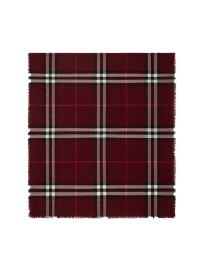 Burberry Check Wool Scarf In Red