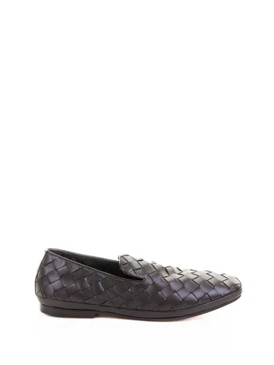 Henderson Moccasin Slip On In Woven Nappa Dark Brown In Brown