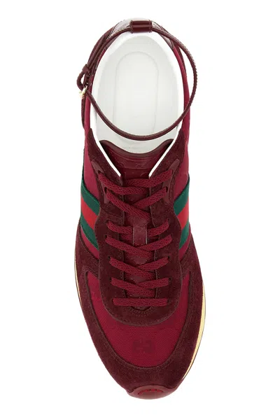 Gucci Vibrant Red Leather Sneakers In Multi