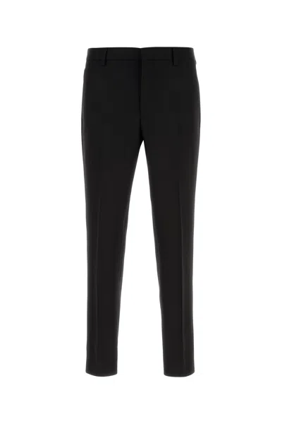 Prada Cotton-blend Slim-fit Trousers In Black