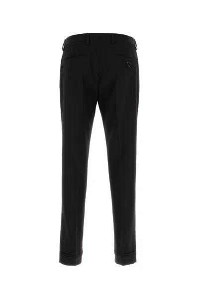 Prada Cotton-blend Slim-fit Trousers In Black