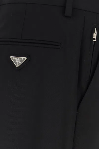 Prada Cotton-blend Slim-fit Trousers In Black