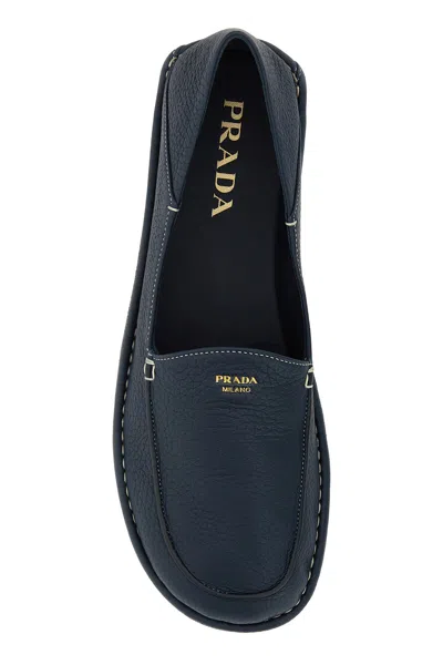 Prada Mocassini In Pelle Blu Uomo