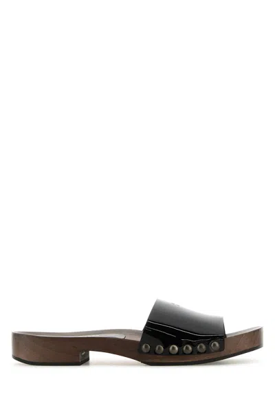 Miu Miu Zoccoli In Pelle Nera Donna In Black