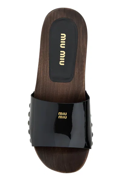 Miu Miu Zoccoli In Pelle Nera Donna In Black