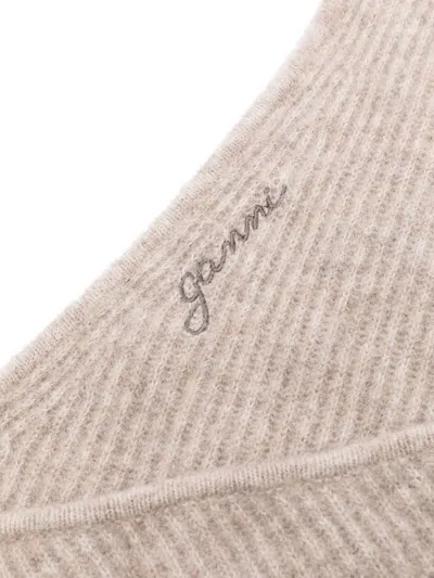 Ganni Balaclava In Beige Wool Blend In Brown