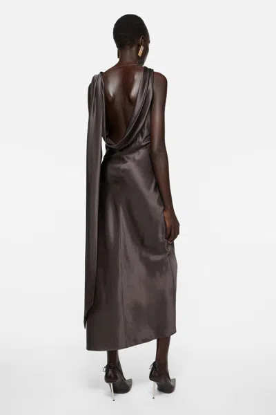 Acne Studios Satin Dress Woman Graphite In Brown