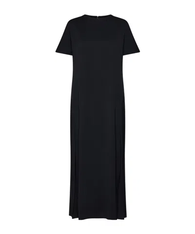 Studio Nicholson Kaplan Pleated Crepe Maxi Dress In Black