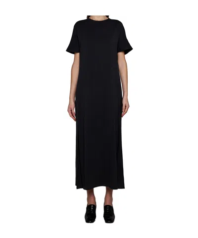 Studio Nicholson Kaplan Pleated Crepe Maxi Dress In Black