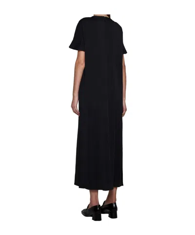 Studio Nicholson Kaplan Pleated Crepe Maxi Dress In Black