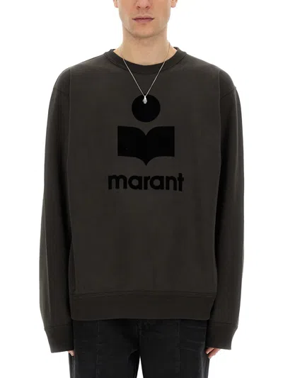 Isabel Marant Mikoy Flocked Logo Sweatshirt In Gray