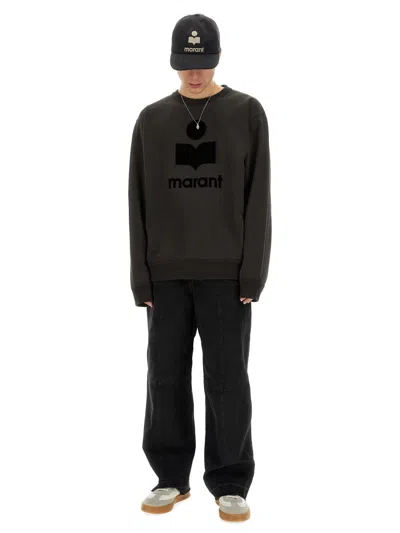 Isabel Marant Mikoy Flocked Logo Sweatshirt In Gray