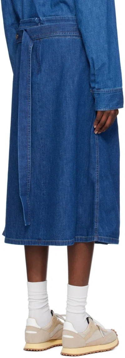 Studio Nicholson Indigo Wrap Denim Midi Skirt
