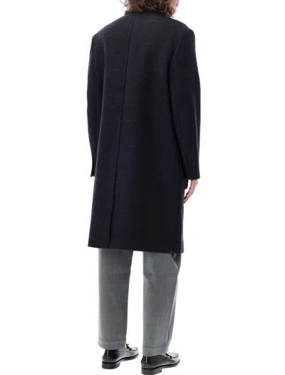 Studio Nicholson Brooke Checked Single-breasted Coat In Blue