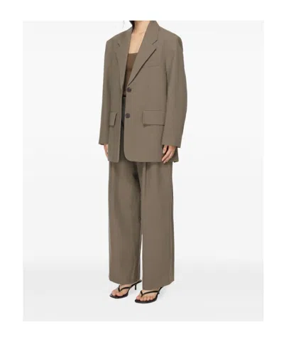 Studio Nicholson Wool Single-breasted Blazer Jacket In Green