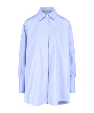 Patou Casual Collared Neck Long Sleeves Top In Blue