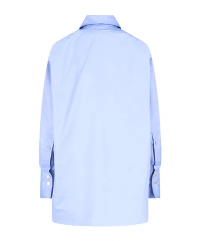 Patou Casual Collared Neck Long Sleeves Top In Blue