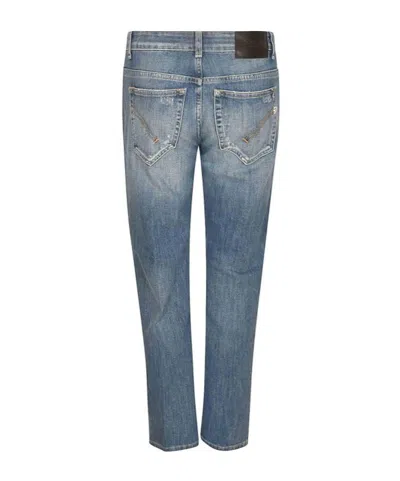 Dondup Distressed Logo-patch Jeans In Blue
