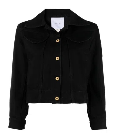 Patou Logo Embroidered Denim Jacket In Black