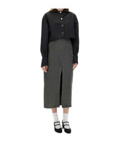 Patou Jacket Cropped Length Gold Buttons In Gray
