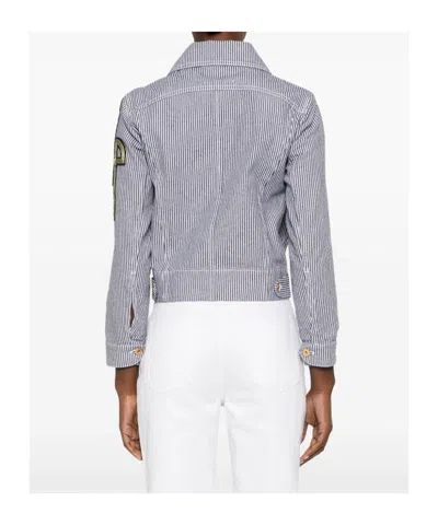 Patou Striped Cropped Denim Jacket