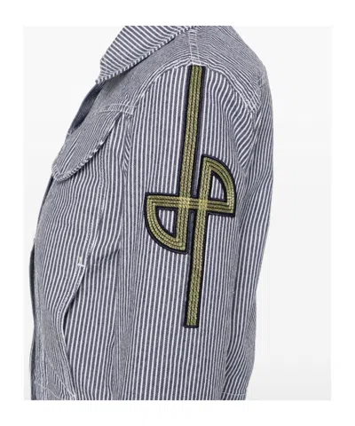 Patou Striped Cropped Denim Jacket