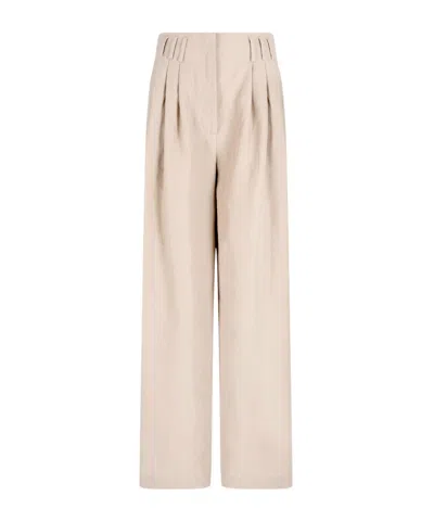 Giorgio Armani Wide-legged Linen Trousers In White