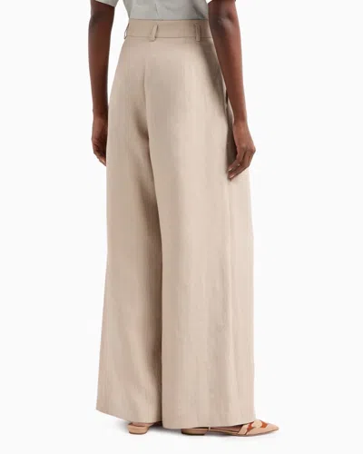 Giorgio Armani Wide-legged Linen Trousers In White