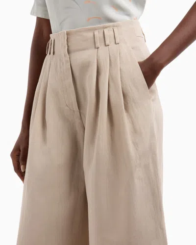 Giorgio Armani Wide-legged Linen Trousers In White