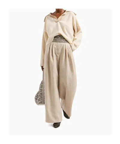 Giorgio Armani Wide-legged Linen Trousers In White