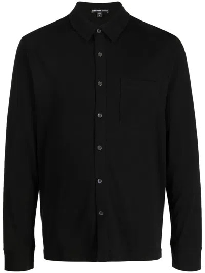 James Perse Spread-collar Jersey Shirt In Black