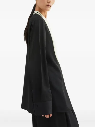 Jil Sander Camisa Larga Pechera Contraste Negro In Black