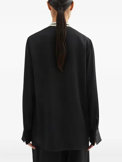 Jil Sander Camisa Larga Pechera Contraste Negro In Black