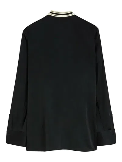 Jil Sander Camisa Larga Pechera Contraste Negro In Black