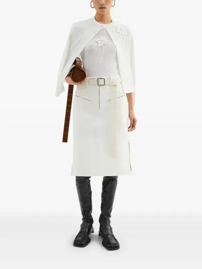 Jil Sander Women's Chaqueta Punto Flor Crudo | Size De36 | J03hp0018j18344103 In White