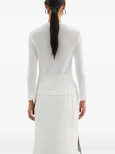 Jil Sander Women's Chaqueta Punto Flor Crudo | Size De36 | J03hp0018j18344103 In White