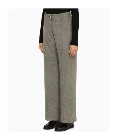 Patou Grey Herringbone Regular Trousers In Gray