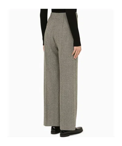 Patou Grey Herringbone Regular Trousers In Gray