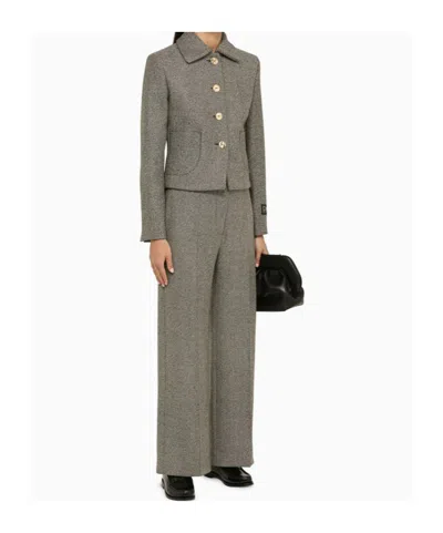 Patou Grey Herringbone Regular Trousers In Gray