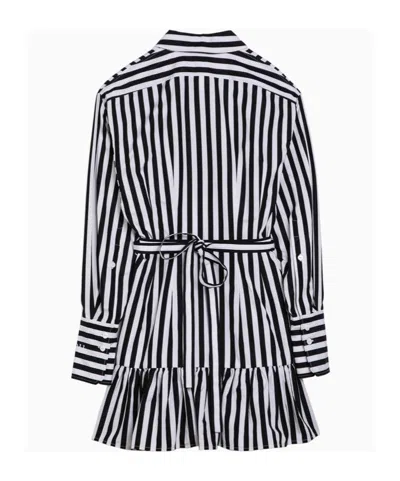Patou Striped Cotton Mini Chemisier Dress In Black