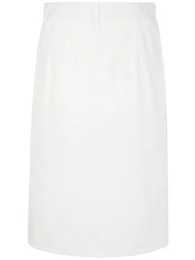 Jil Sander Looped Zip Pocket Skirt In White