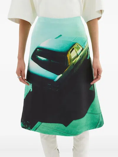 Jil Sander Women's Falda Dibujo Coche Verde | Size De36 | J03ma0239j65314470 In Green