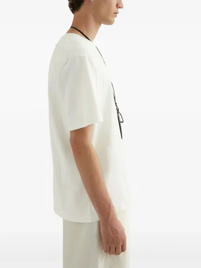 Jil Sander H Camiseta Parche Espalda Crudo In White
